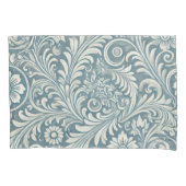 Scrolling Damask Pattern in Soft Blue und Ivory Kissenbezug (Vorderseite)