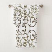 Scrolling Olive Blätter Badhandtuch Set (Insitu)
