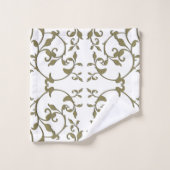 Scrolling Olive Blätter Badhandtuch Set (Waschlappen)