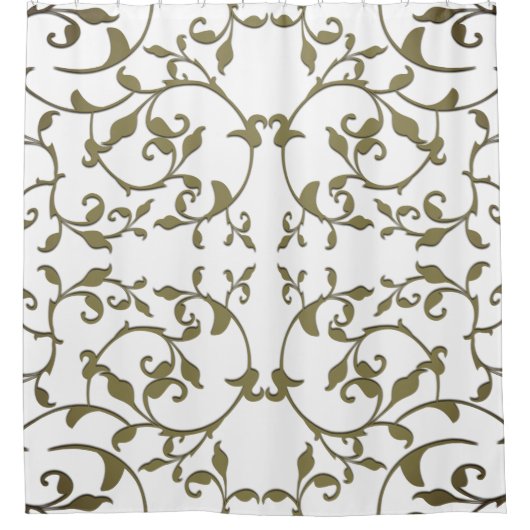 Scrolling Olive Blätter Duschvorhang (Vorderseite)