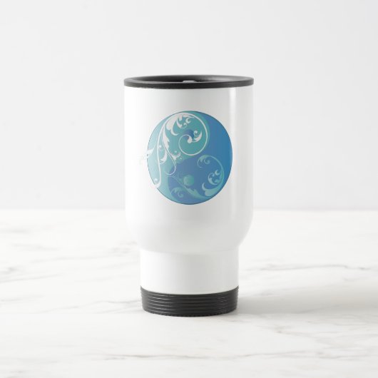 Scrolling Yin & Yang (Earth Blues) Reisebecher (Mittel)