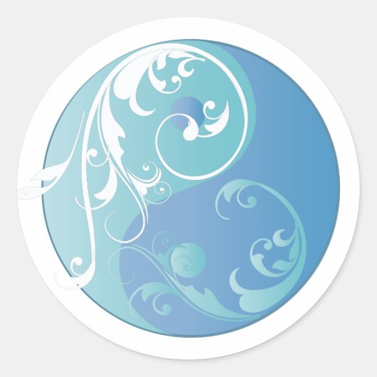 Scrolling Yin & Yang (Earth Blues) Runder Aufkleber (Vorderseite)