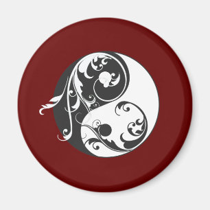 Scrolling Yin & Yang (schwarz) Magnet