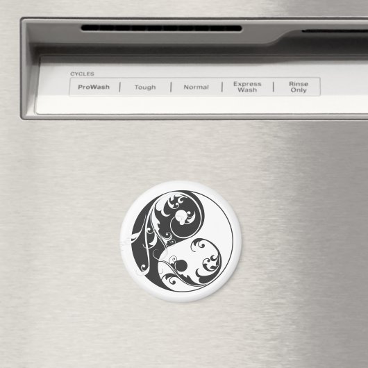 Scrolling Yin & Yang (schwarz) Magnet (In Situ (Geschirrspüler))