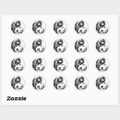 Scrolling Yin & Yang (schwarz) Runder Aufkleber (Blatt)