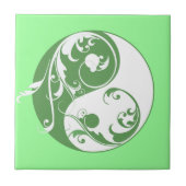 Scrolling Yin Yang Symbol (grün) Fliese (Vorderseite)