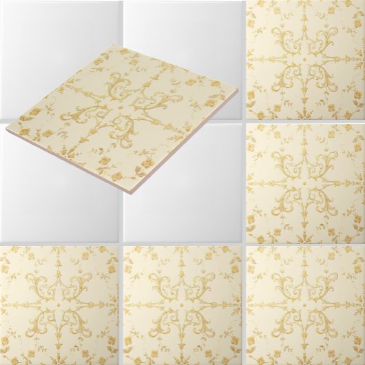 Scrolls of vine and flowers pattern fliese