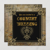 Scrolls rustikale Western Salon Hochzeit Einladung (Vorne/Hinten)