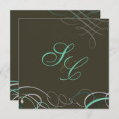 Scrolls/Swooshes/Etwas Blau Einladung (Vorne/Hinten)