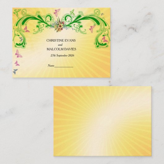 Scrolls und Schmetterlinge Platzkarte (Vorne/Hinten)