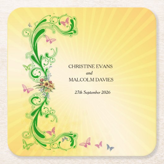 Scrolls und Schmetterlinge Rechteckiger Pappuntersetzer (Vorderseite)