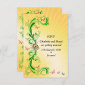 Scrolls und Schmetterlinge RSVP Karte (Vorne/Hinten)