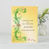 Scrolls und Schmetterlinge Save The Date (Stehend Vorderseite)