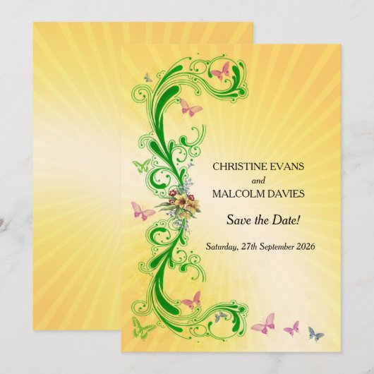 Scrolls und Schmetterlinge Save The Date (Vorne/Hinten)