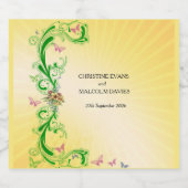 Scrolls und Schmetterlinge Schaumweinetikett (Einzelnes Label)