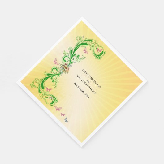 Scrolls und Schmetterlinge Serviette (Ecke)