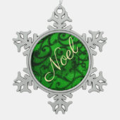 Scrollwerk Grün  Schneeflocken Zinn-Ornament (Vorderseite)