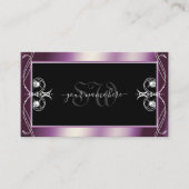 Scrollwork Black Lila Sparky Diamonds Monogram Visitenkarte (Vorderseite)