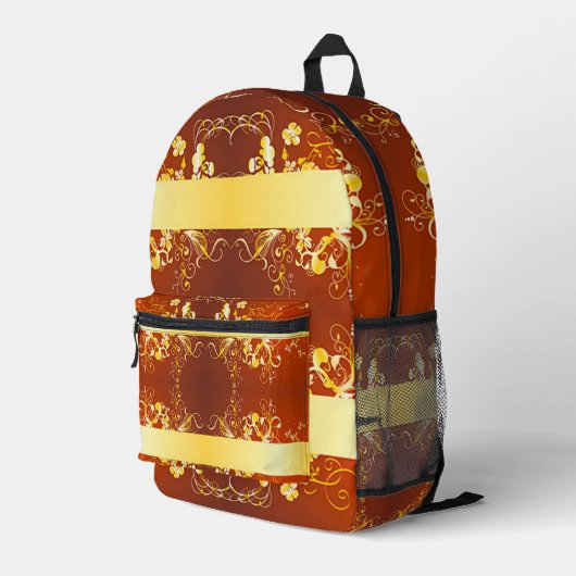 Scrollwork für klassische Stile Bedruckter Rucksack (Rückseitige Ecke Rechts)