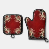 Scrollwork für klassische Stile Ofenhandschuh & Topflappen-Set (Vorderseite)