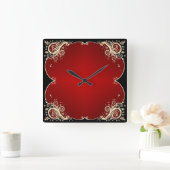 Scrollwork für klassische Stile Quadratische Wanduhr (Zuhause)