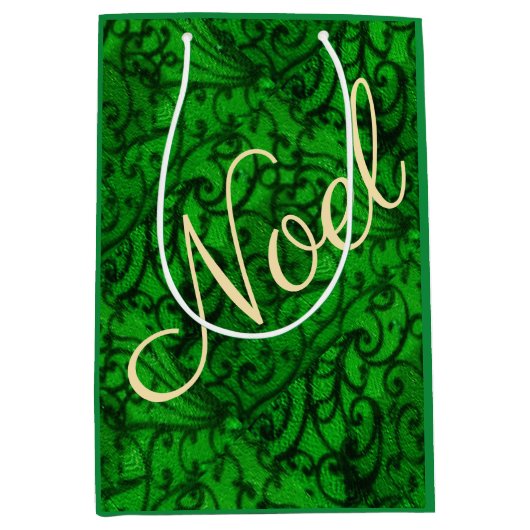 Scrollwork Green Gift Bag Mittlere Geschenktüte (Vorderseite)