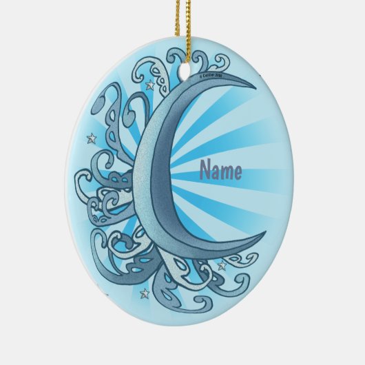 Scrolly Crescent Moon Keramik Ornament (Rechts)