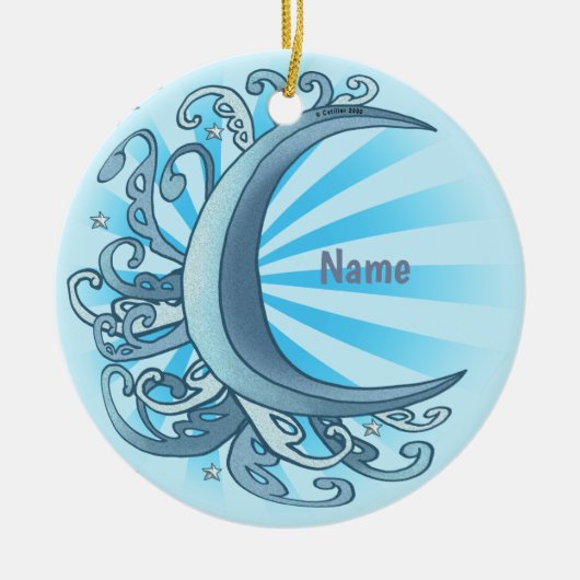 Scrolly Halbmond Keramik Ornament (Vorne)