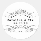 Scrolly Letterpress Monogram Runder Aufkleber (Vorderseite)