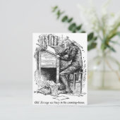 Scrooge am Schreibtisch (mit Text) Postkarte (Stehend Vorderseite)