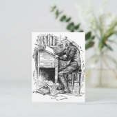 Scrooge an seinem Schreibtisch Postkarte (Stehend Vorderseite)