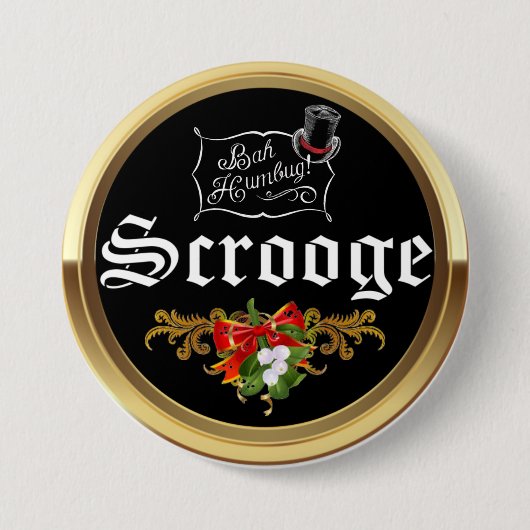 SCROOGE "Bah Humbug!" Mistletoe Christmas Button (Vorderseite)