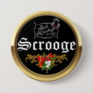 SCROOGE "Bah Humbug!" Mistletoe Christmas Button