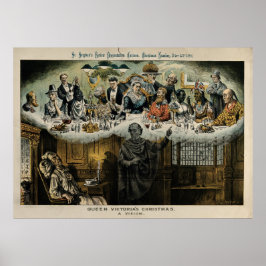 Scrooge Dreaming Queen Victoria Weihnachtsessen Poster