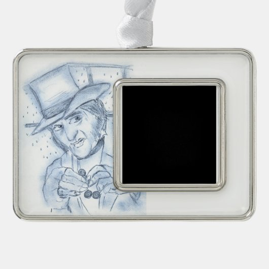 Scrooge im Blau Rahmen-Ornament Silber (Vorderseite)