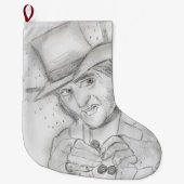 Scrooge in Schwarz und Weiß Großer Weihnachtsstrumpf (Vorderseite)