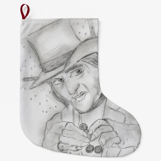 Scrooge in Schwarz und Weiß Großer Weihnachtsstrumpf (Vorderseite)