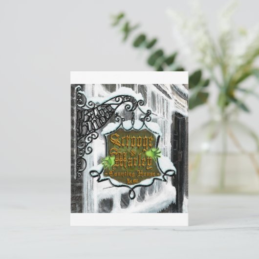 Scrooge&MarleySignScene Postkarte (Stehend Vorderseite)