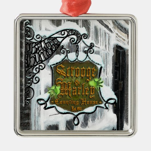 Scrooge&MarleySignScene Silbernes Ornament (Vorne)