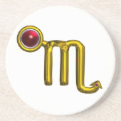 SCROPIO ZODIAC BIRTHDAY JEWEL Gold Red Grenade Getränkeuntersetzer (Vorne)