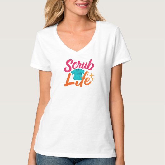 Scrub Life - Bold Nurse Typografy Design T-Shirt (Vorderseite)
