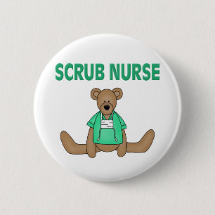 Scrub Nurse Bear Button