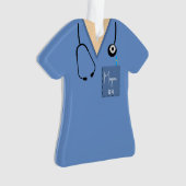 Scrub Top Ornament - chirurgisches Blau mit heller (Vorderseite)