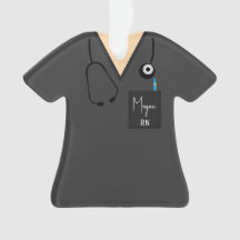 Scrub Top Ornament - Graue Oberseite mit heller Ha