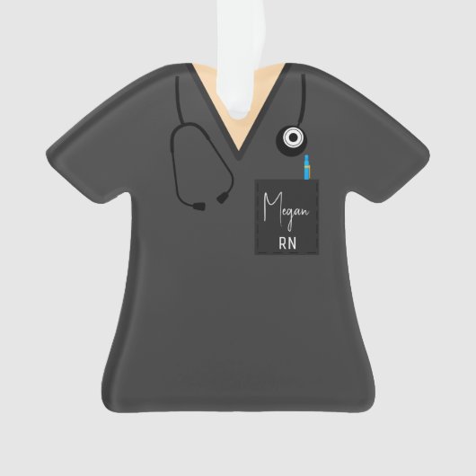 Scrub Top Ornament - Graue Oberseite mit heller Ha (Vorderseite)