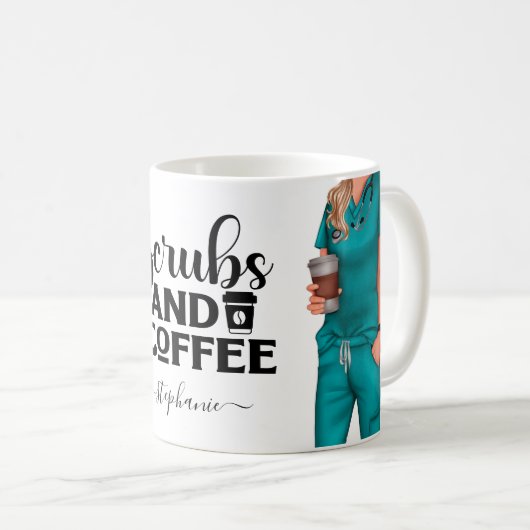 Scrubs und Coffee Nurse Personalisiert Coffee Tass Kaffeetasse (VorderseiteRechts)