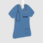 Scrubs Uniform Nurse Blue Christmas Shirt Orn Ornament (Vorderseite)