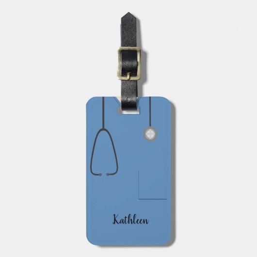 Scrubs Uniform Nurse Blue Luggage Tag Gepäckanhänger (Vorderseite vertikal)