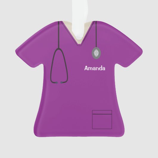 Scrubs Uniform Nurse Lila Shirt Weihnachtsgebäck Ornament (Vorderseite)