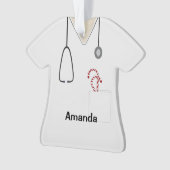 Scrubs Uniform Nurse White Christmas Candy Shirt Ornament (Vorderseite)